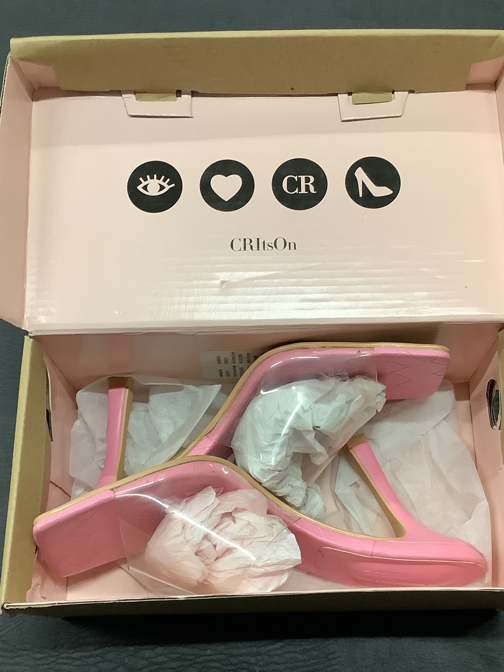 Charlotte Russe Glossy Pink Square Toe Slide Heels